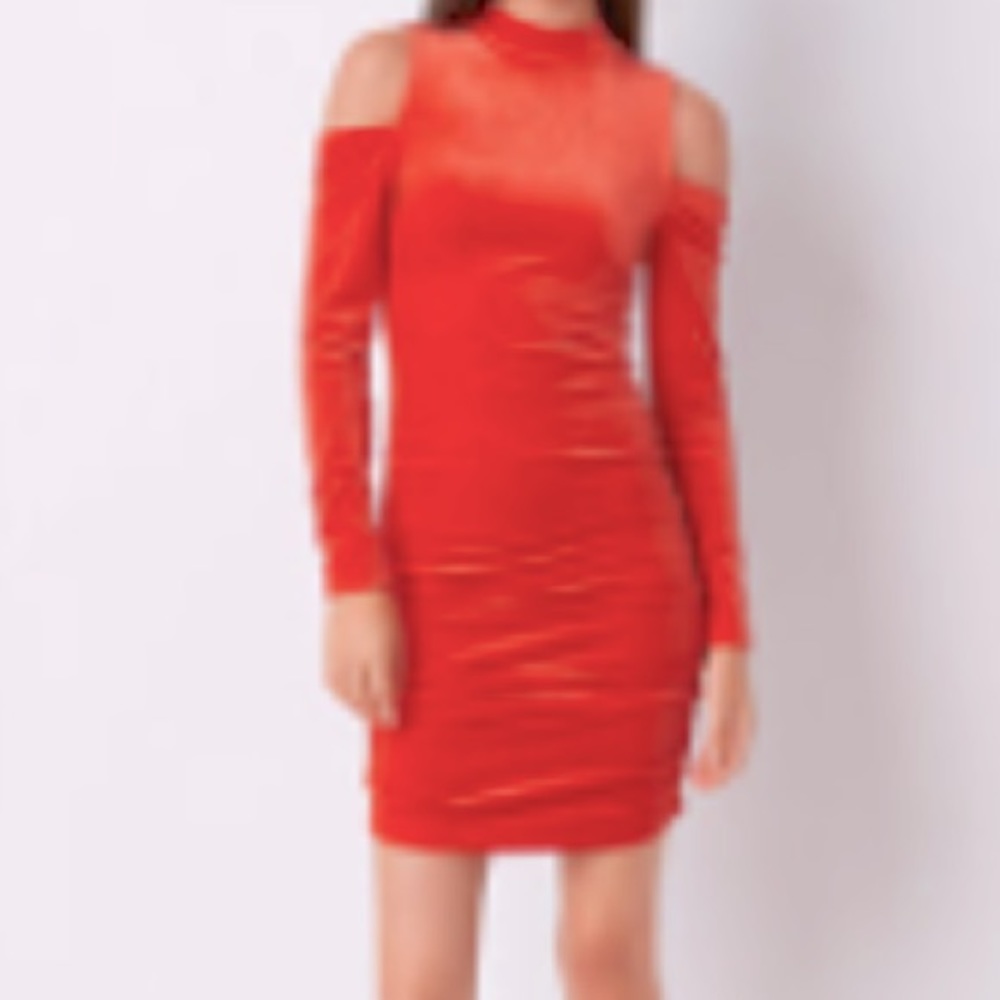 Cold Shoulder Red Dress